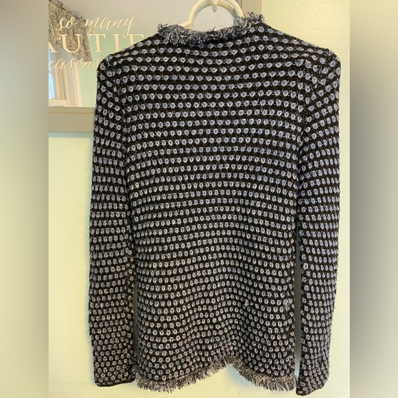 J. McLaughlin basket weave fringed cardigan size XS - Picture 2 of 9